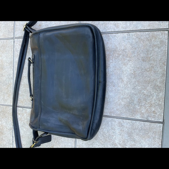 Vintage Coach  Black Briefcase Flap Messenger Bag - Picture 6 of 12